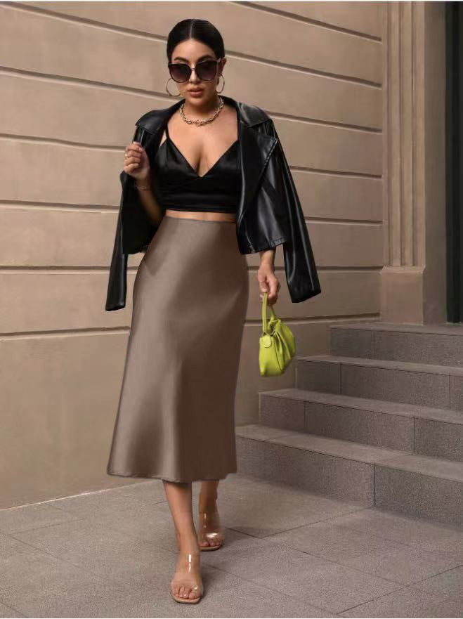 Damen Satin Rock mit schwingendem Saum und elegantem Schnitt Echoarchiv
