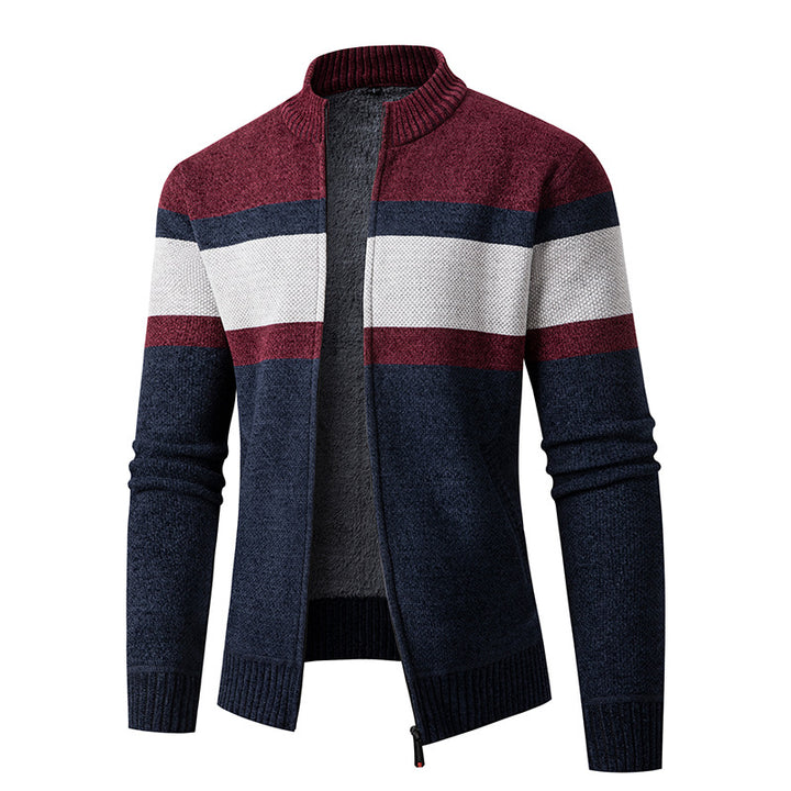 Herren modische Strickjacke mit hohem Kragen und strukturiertem Design Echoarchiv
