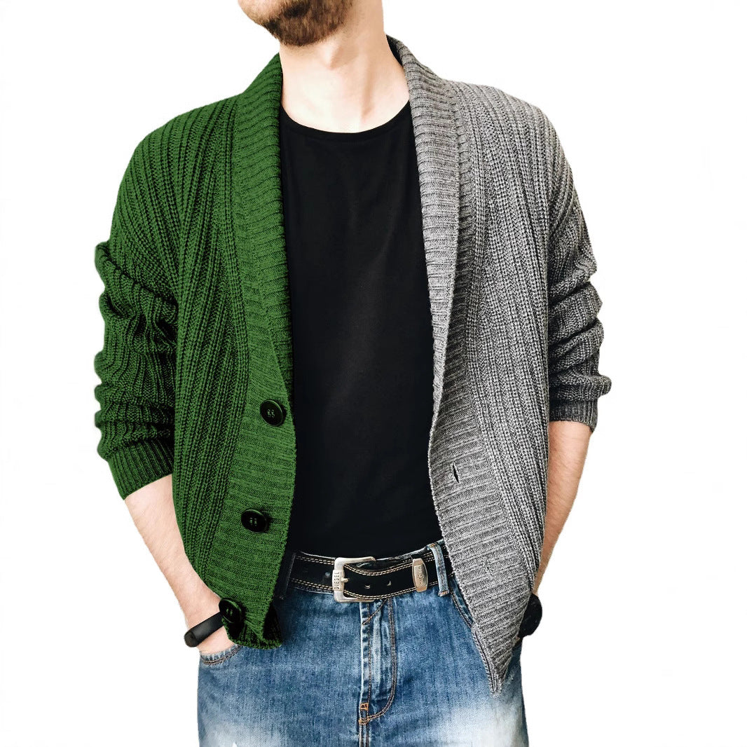 Herren Grobstrick-Cardigan mit Schalkragen, Rippstruktur und markanten Knöpfen Echo Archiv