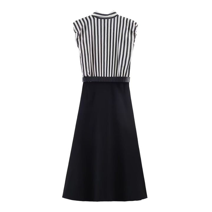 Damen Jumpsuit mit elegantem Streifenmuster und dekorativem Gürtel Echo Archiv