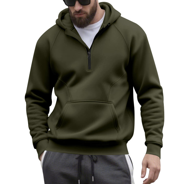 Herren nan Halbzip-Kapuzenpullover im minimalistischen Softshell-Look mit Kängurutasche und Raglanärmeln Echo Archiv