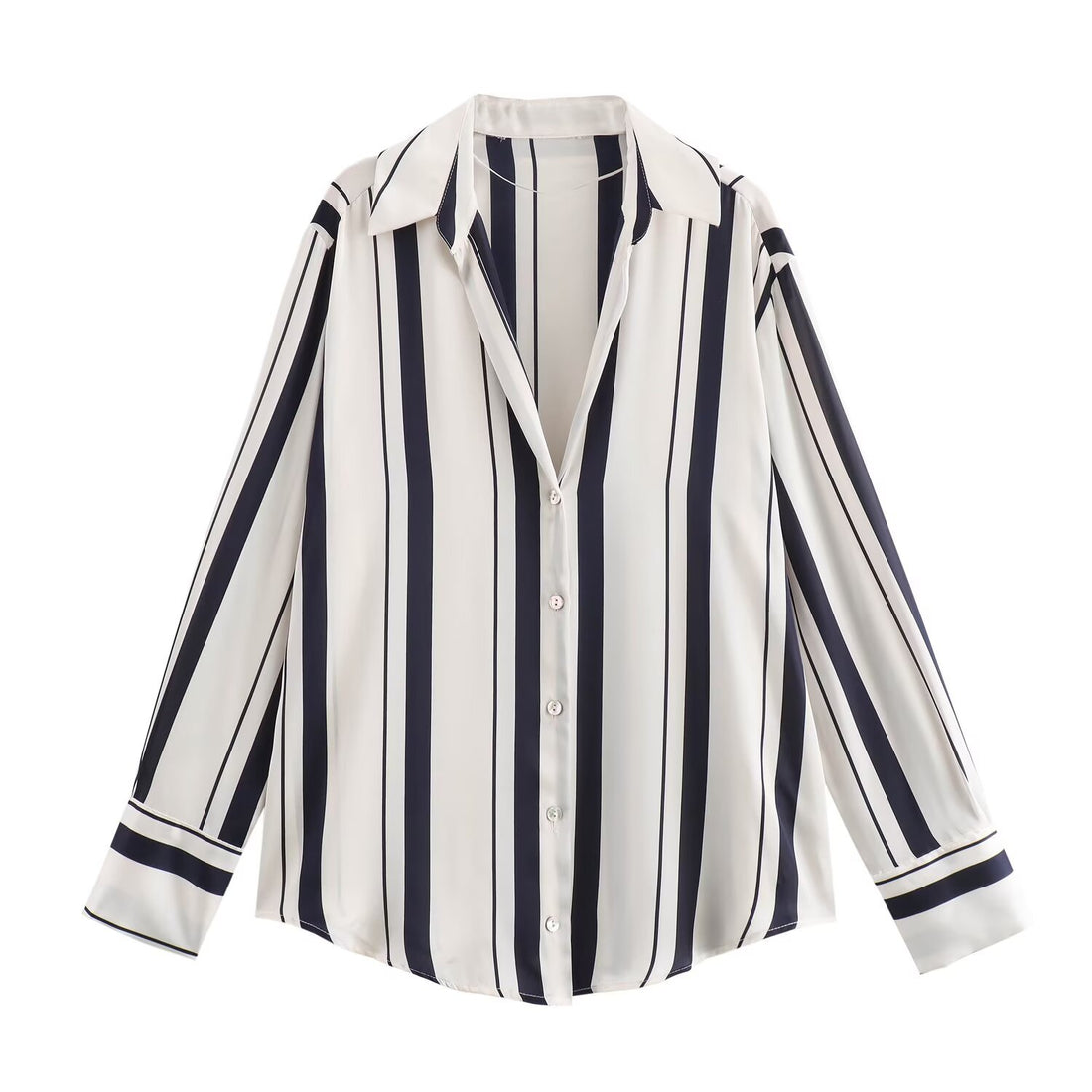 Damen Oversized Satinbluse mit Hemdkragen und breiten Manschetten Echo Archiv