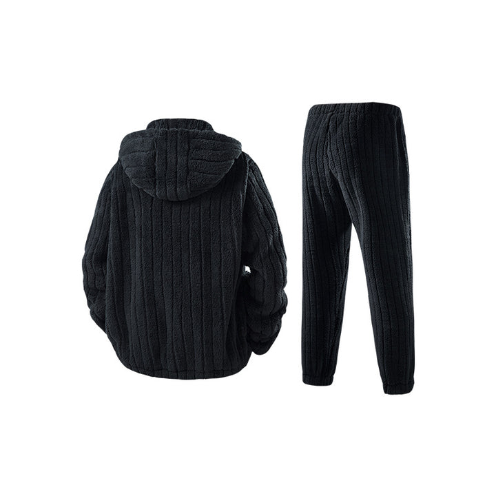 Herren Sherpa-Fleece-Set mit Kapuzenjacke, Reißverschluss und elastischer Jogginghose Echo Archiv