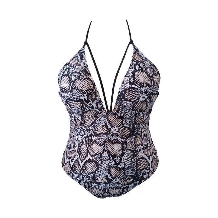 Damen Einteiler Badeanzug mit raffiniertem V-Ausschnitt und floralem Design Echo Archiv