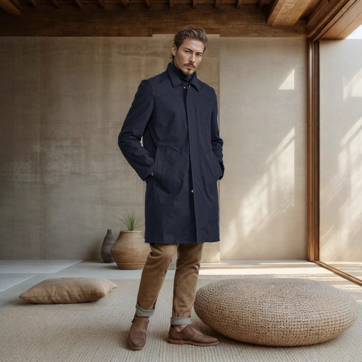 Herren eleganter Mantel mit praktischen Taschen und modernem Kragen Echoarchiv