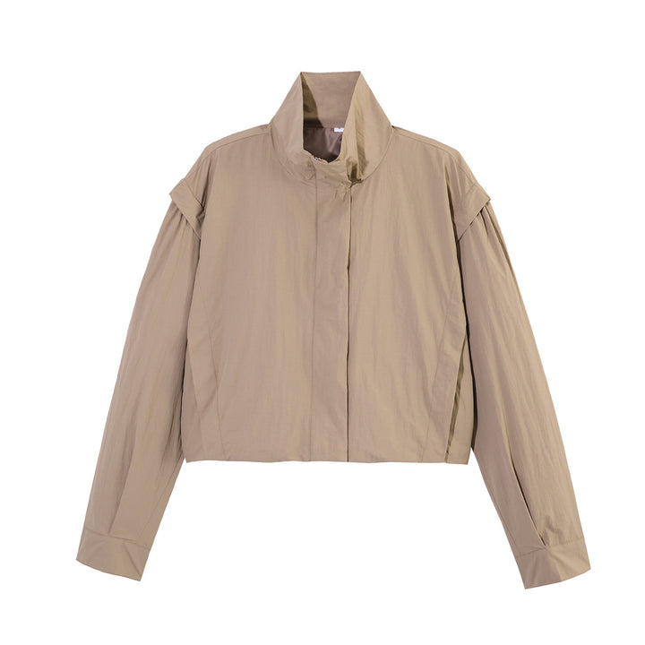 Damen Cropped-Blouson mit Stehkragen, geraffter Schulterpasse und weitem Ballonärmel Echo Archiv