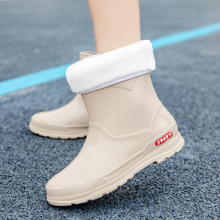 Damen Ankle‑Gummistiefel im Chelsea‑Stil mit glänzender Schutzschicht und griffiger Profilsohle Echoarhiv – Varelle