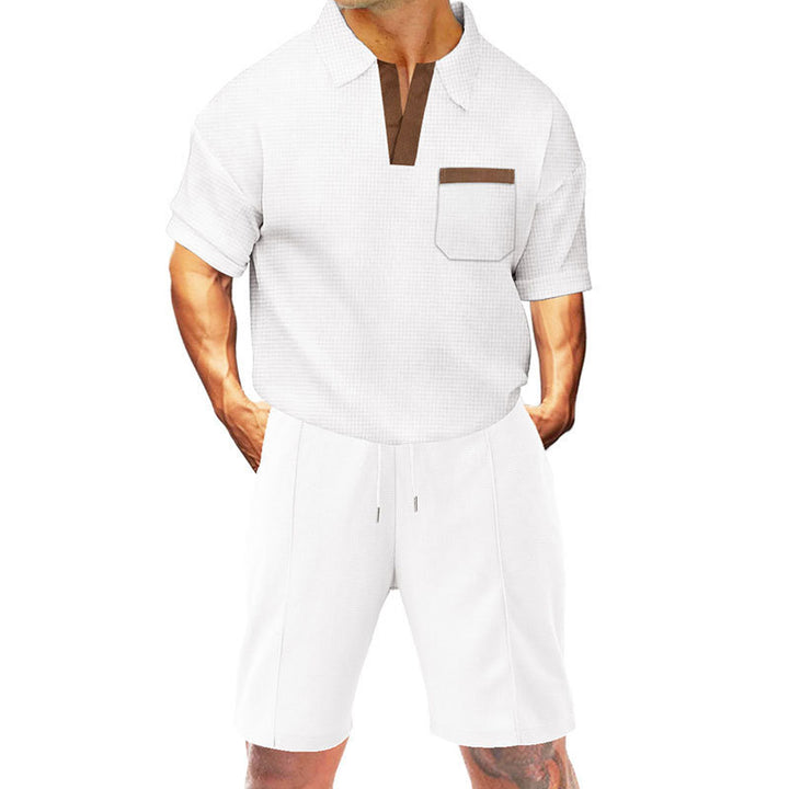 Herren sportliches Kurzarm-T-Shirt mit praktischer Brusttasche und bequemen Shorts Echoarchiv