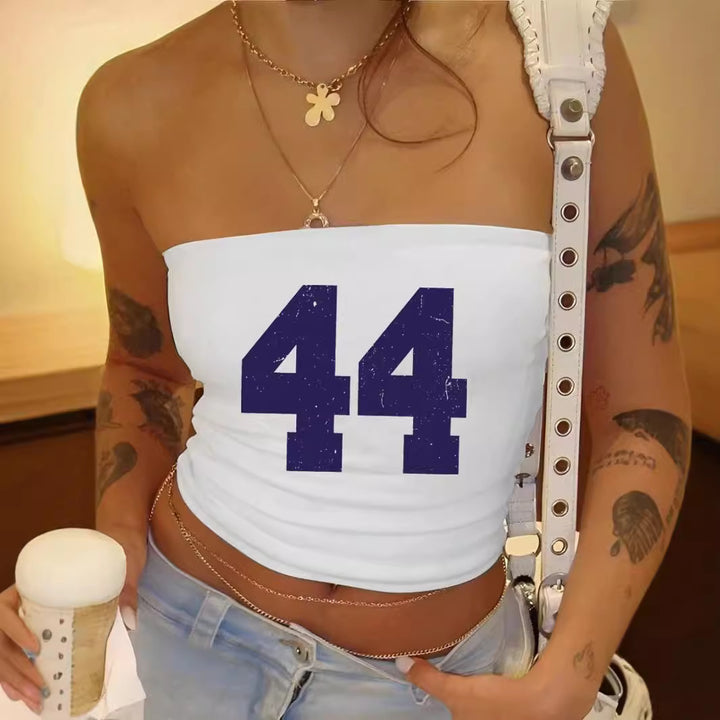 Damen Bandeau-Top mit stylischem Rock-Star-Print Echo Archiv