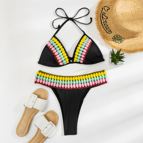 Damen Triangel-Bikini mit farbenfrohen Quasten Echo Archiv