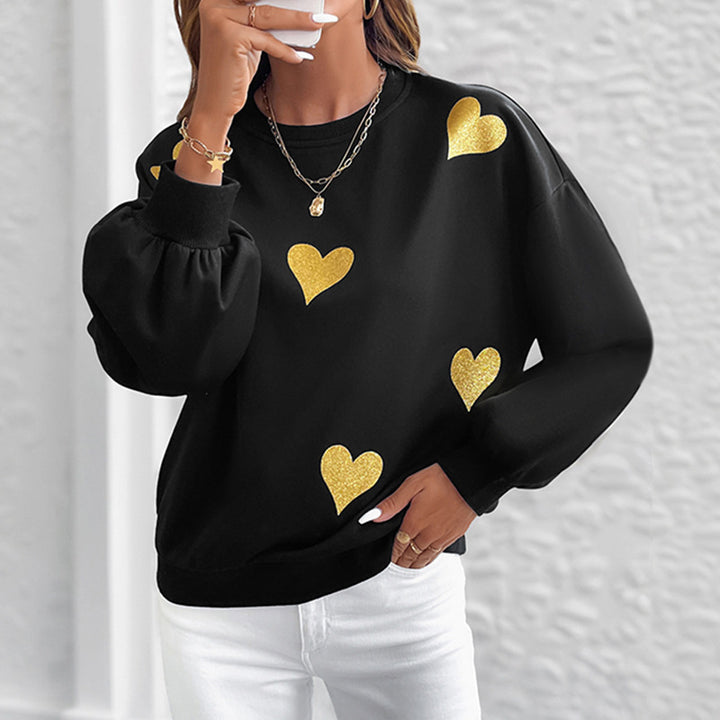 Damen Sweatshirt mit Herzprint und Balloon-Ärmeln Echoarchiv