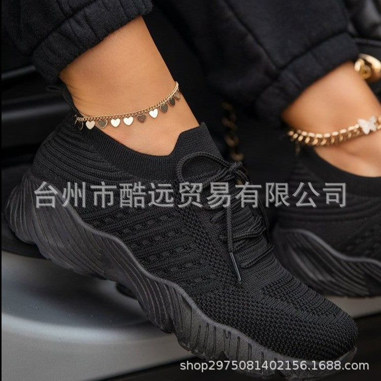 Damen nan leichte gestrickte Slip-On Sneaker mit Schnürdetail und gedämpfter Leichtsohle Echo Archiv