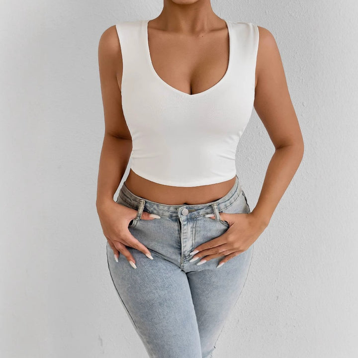 Damen Crop-Top mit V-Ausschnitt und raffinierten Seitenschlitzen Echo Archiv