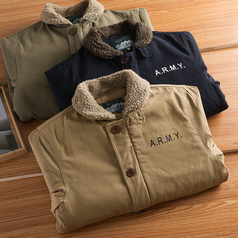 Herren nan militärisch inspirierte Canvasjacke mit Teddykragen, isolierender Innenlage und Kordelzug Echo Archiv