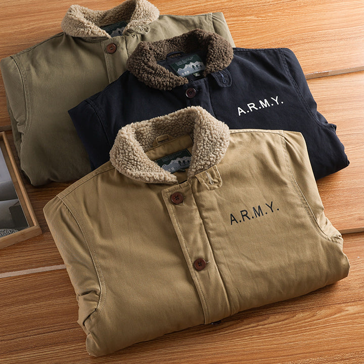 Herren nan militärisch inspirierte Canvasjacke mit Teddykragen, isolierender Innenlage und Kordelzug Echo Archiv