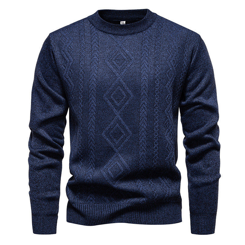 Herren nan gestrickter Rundhalspullover mit Rautenmuster und feinem Strukturstrick Echo Archiv