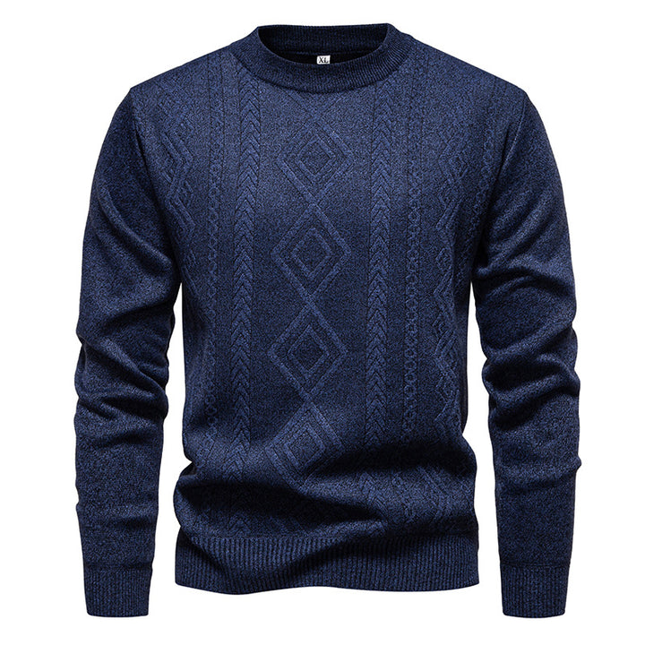 Herren nan gestrickter Rundhalspullover mit Rautenmuster und feinem Strukturstrick Echo Archiv