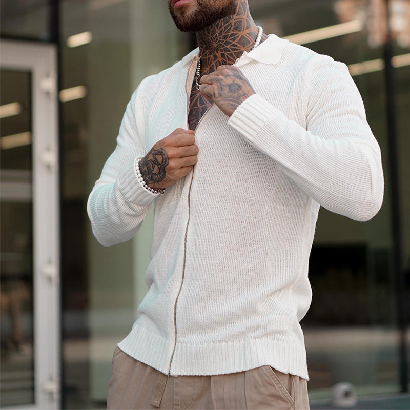 Herren lässiger Strickpulli mit Reißverschluss Echoarchiv