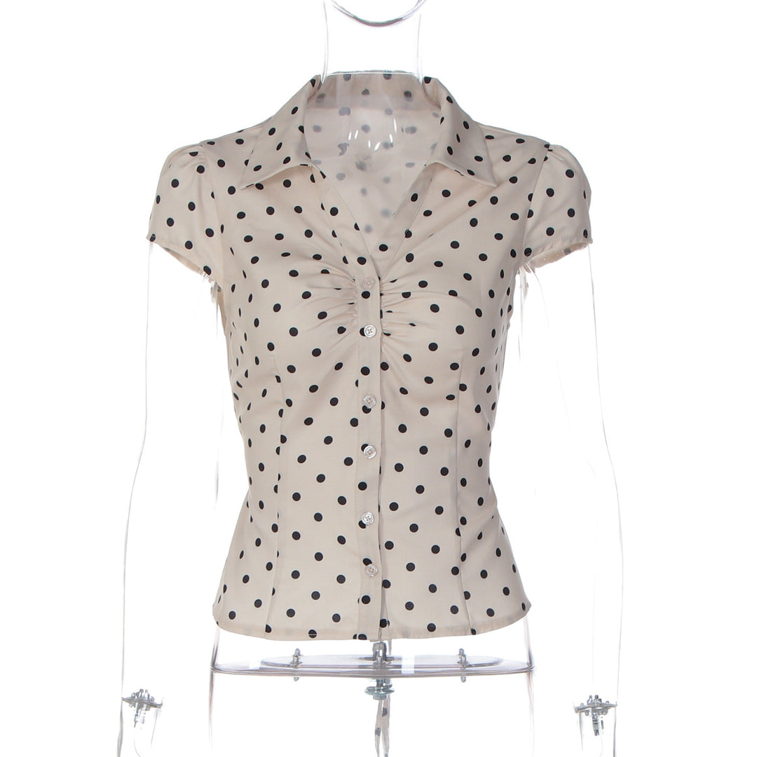 Damen Polka-Dots Bluse mit raffiniertem Knopfdesign Echo Archiv