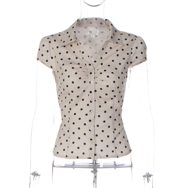 Damen Polka-Dots Bluse mit raffiniertem Knopfdesign Echo Archiv