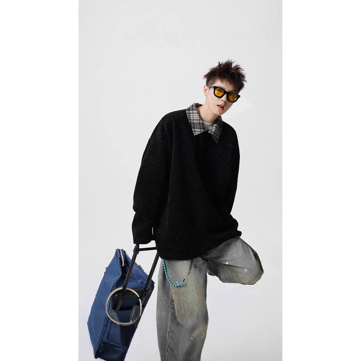 Damen Lässiger Oversize-Hemd-Pullover Echoarchiv