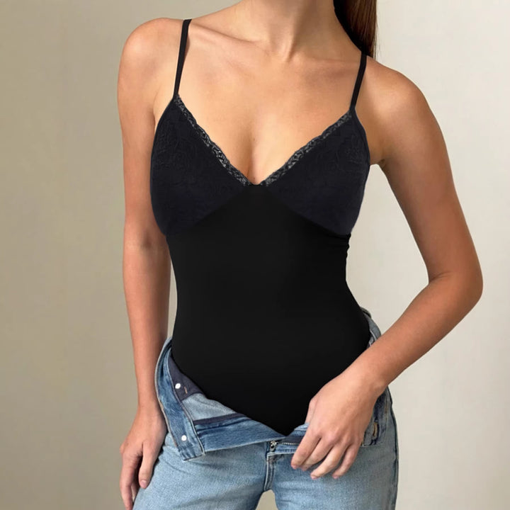 Damen eleganter Spitzen-Bodysuit mit feinen Trägern Echo Archiv