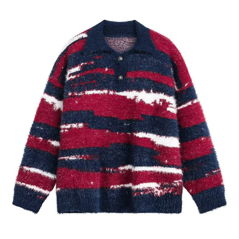 Damen Kuscheliger Oversized Pullover mit Streifen Echoarchiv