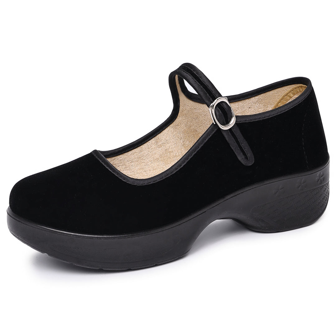 Damen nan Mary-Jane Komfortslipper mit verstellbarem Riemen, orthopädisch inspiriertem Keilfußbett und griffiger Leichtprofilsohle Echo Archiv