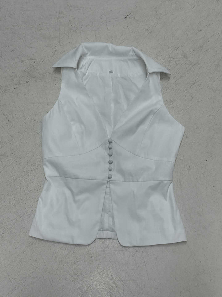 Damen elegant geschnittenes Wickeloberteil mit Knopfleiste und Kragen Echo Archiv