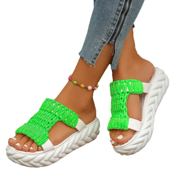 Damen nan handgewebte geflochtene Plateau-Sandalen mit ergonomischer Polstersohle Echo Archiv