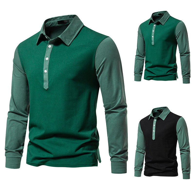 Herren Langarm-Henley-Shirt aus hochwertigem, atmungsaktivem Material mit Kontrastärmeln Echoarchiv