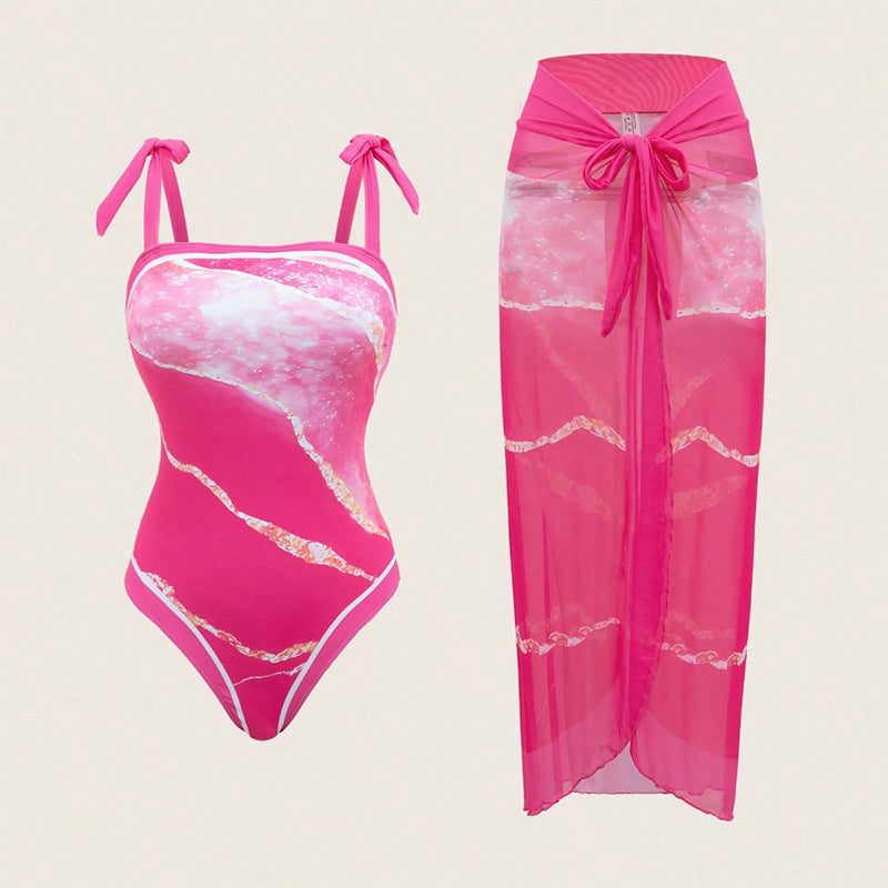 Damen Badeanzug Set mit transparentem Wickelrock Echo Archiv