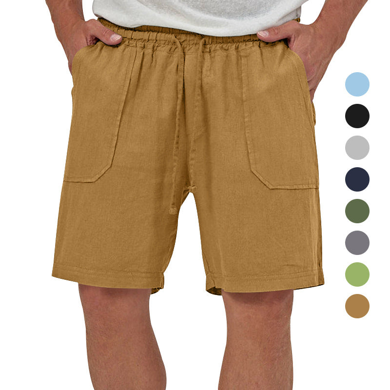 Herren lässige Leinen-Shorts mit elastischem Bund und seitlichen Eingrifftaschen Echoarchiv
