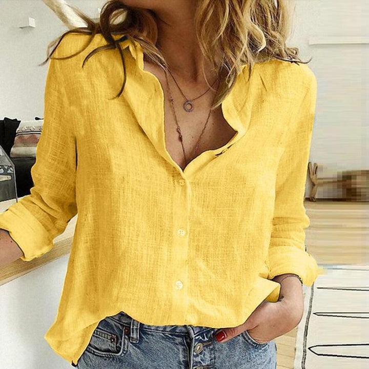 Damen Lässige Leinenbluse mit Knopfdetails Echo Archiv