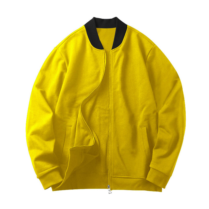 Herren Minimalistische Bomberjacke mit durchgehendem Reißverschluss, geripptem Stehkragen & Eingrifftaschen – Brevano