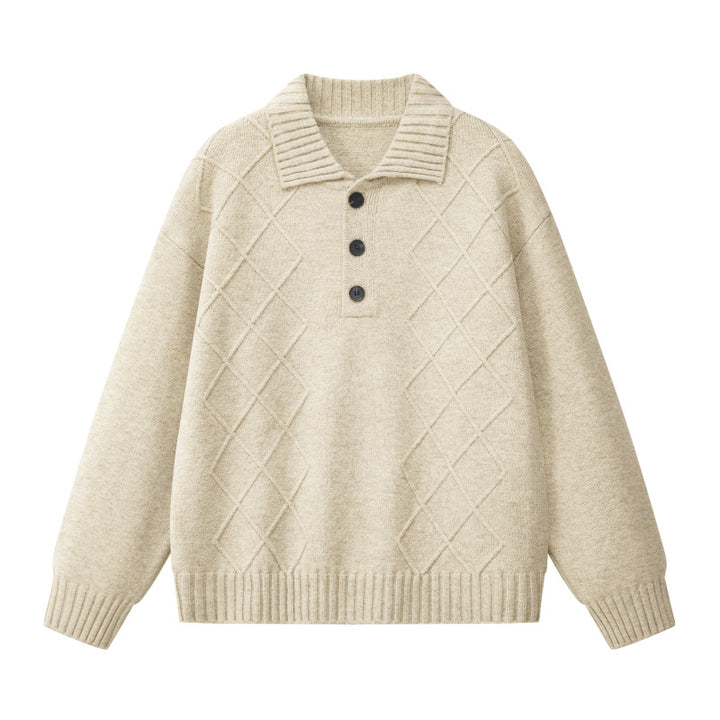 Damen Strickpullover mit Polokragen und Rautenstruktur Echoarchiv