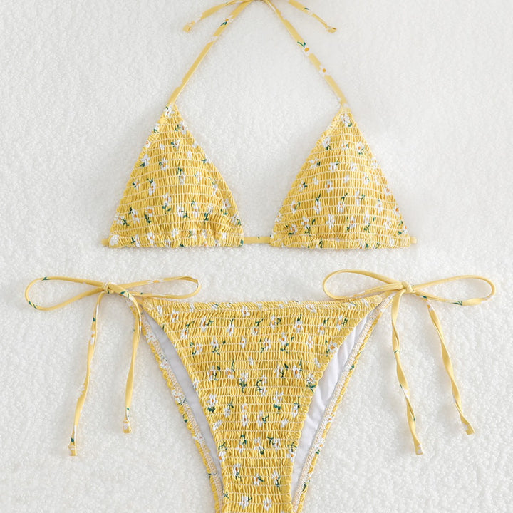 Damen Triangel-Bikini-Set mit floralem Muster und hochwertigen Bindebändern Echo Archiv