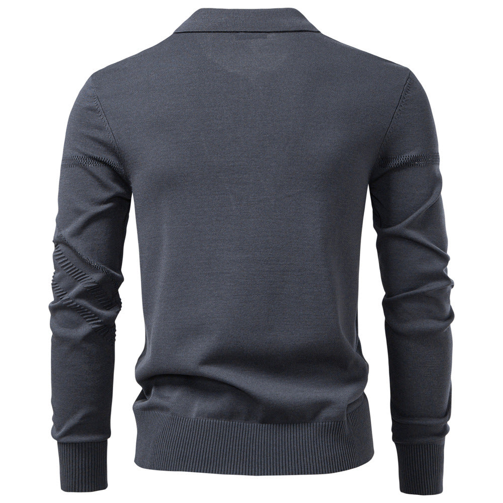 Herren Langarm Poloshirt mit modernem Strukturdesign Echoarchiv