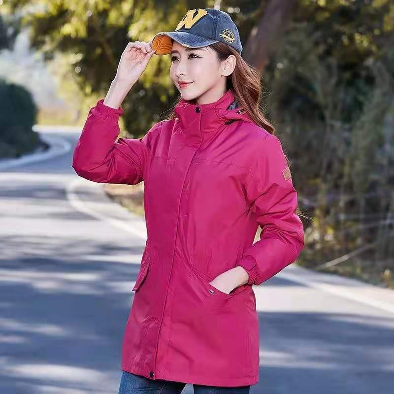 Damen leichter wasserabweisender Parka mit Kapuze und funktionalen Taschen Echoarchiv