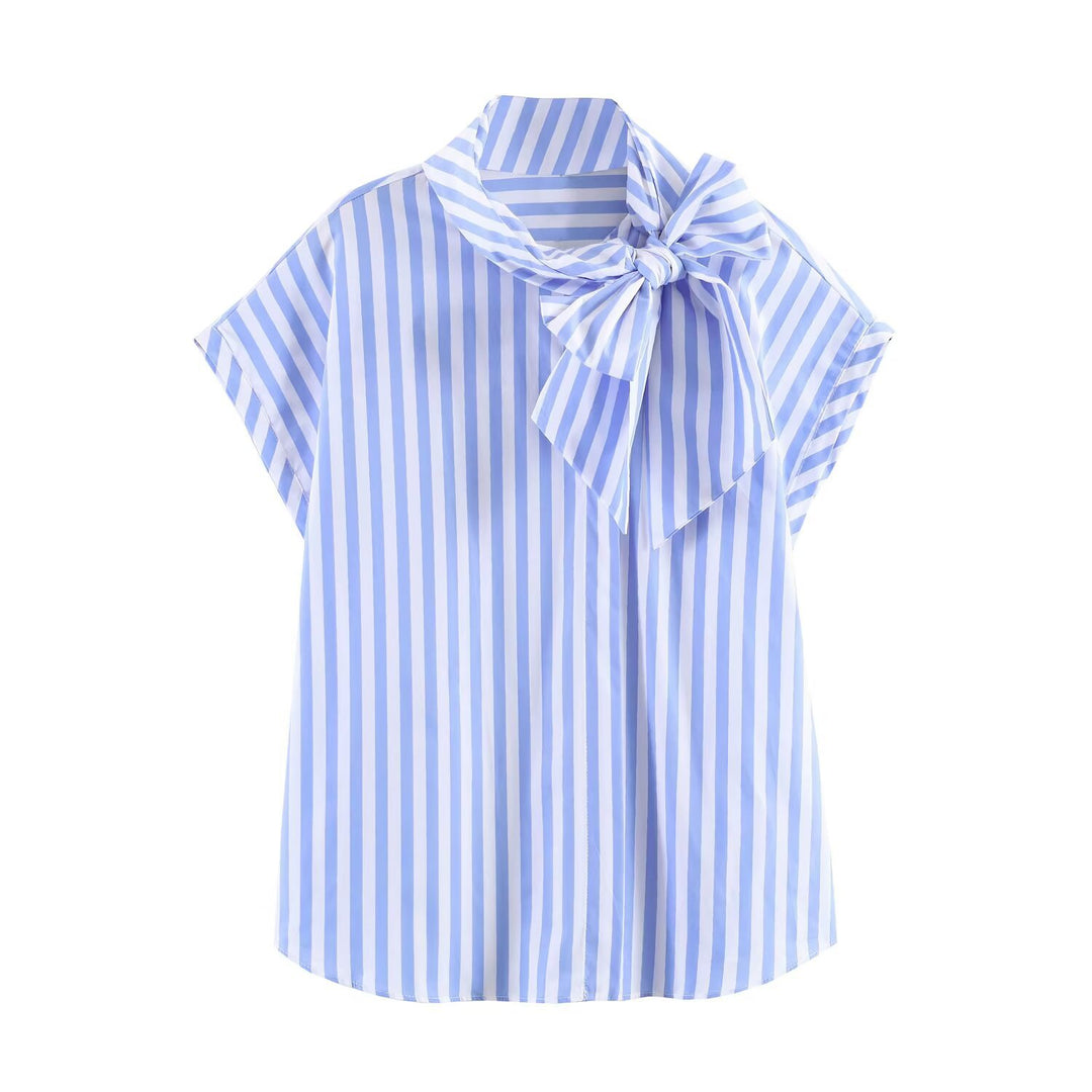 Damen Blusenshirt mit dekorativem Schleifenelement und modischem Streifenmuster Echo Archiv