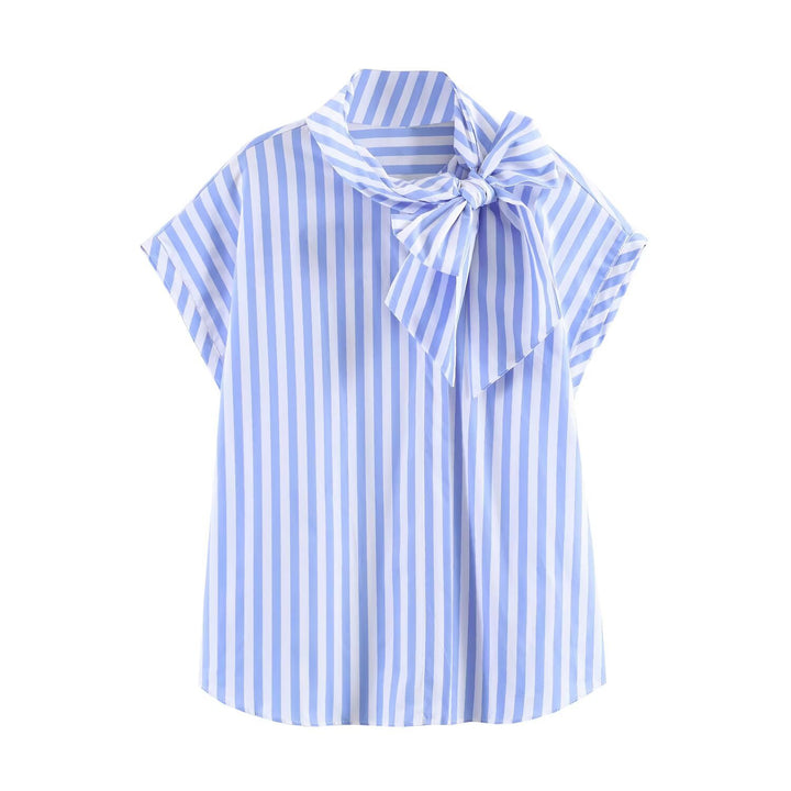 Damen Blusenshirt mit dekorativem Schleifenelement und modischem Streifenmuster Echo Archiv