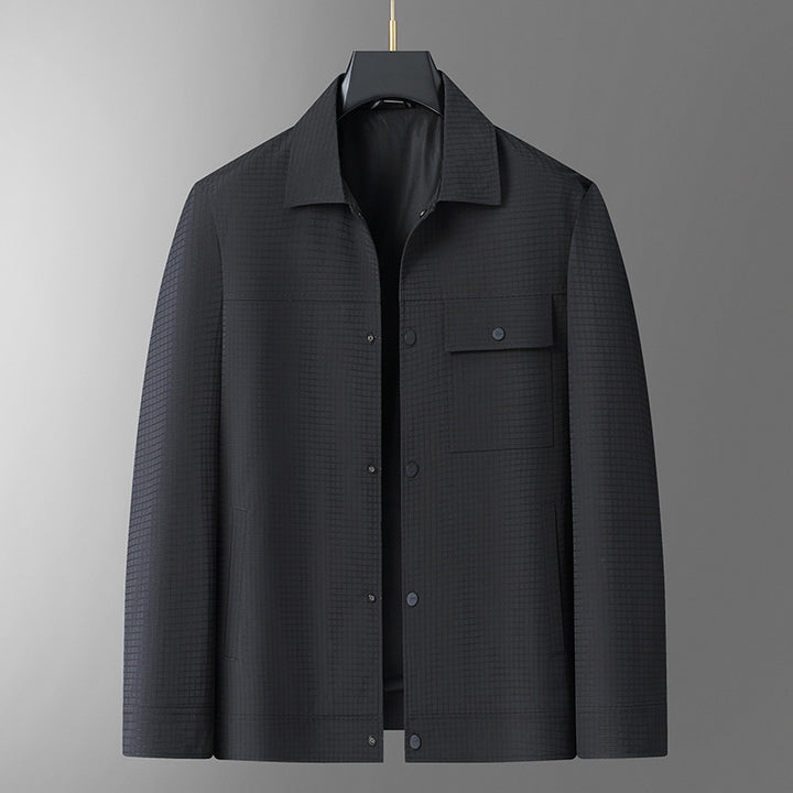 Herren Leichte Hemdjacke aus strukturierter Ripstop-Optik mit Druckknopfleiste Echo Archiv