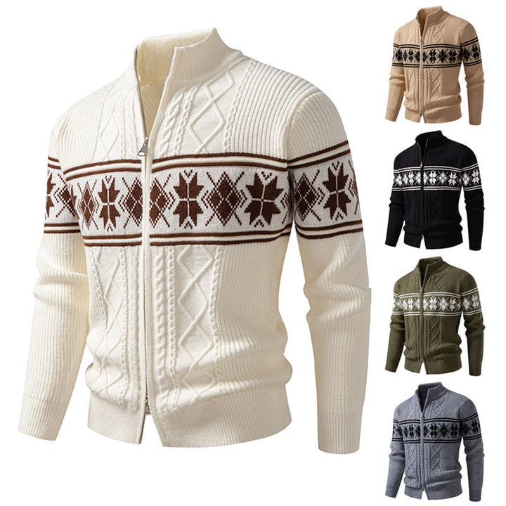 Herren nan Norweger-Strickjacke mit durchgehendem Reißverschluss und hohem Stehkragen Echo Archiv