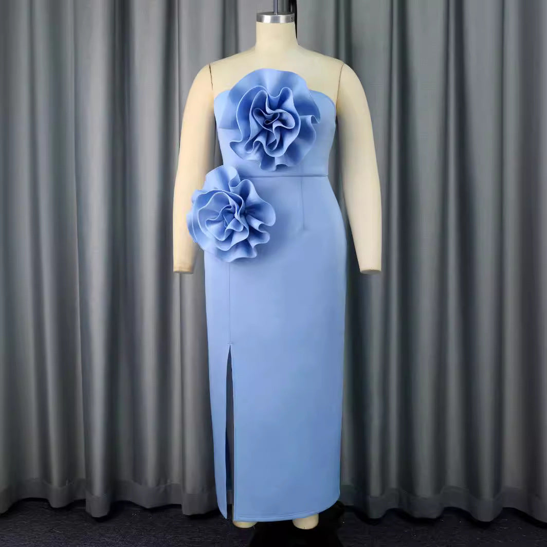 Damen Abendkleid mit voluminösen 3D-Blütenapplikationen Echo Archiv
