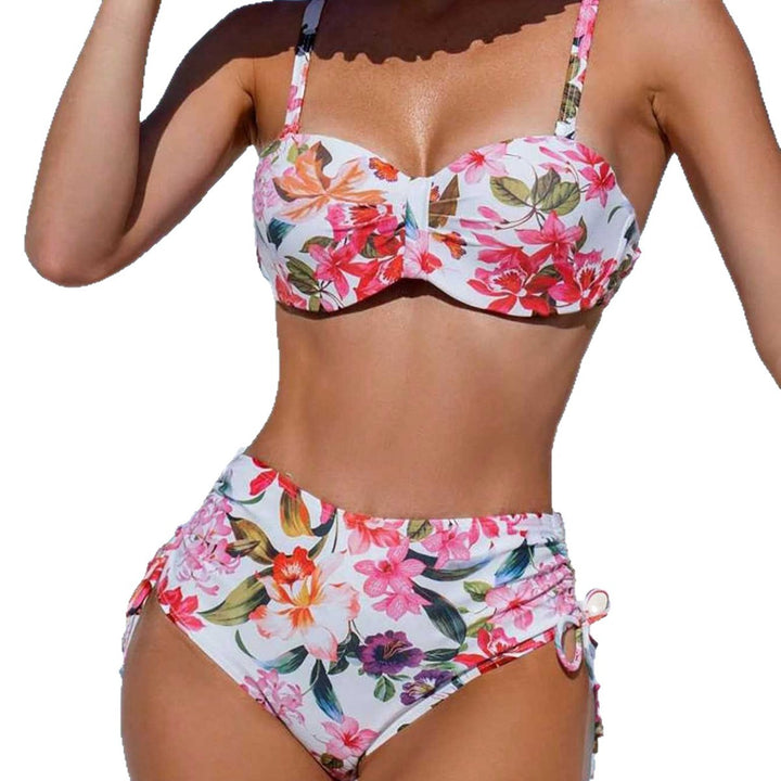 Damen Blumiger Balconette-Bikini mit Hohem Bund Echo Archiv