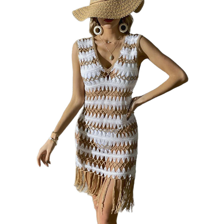 Damen Häkel-Strandkleid mit Fransen und V-Ausschnitt Echo Archiv