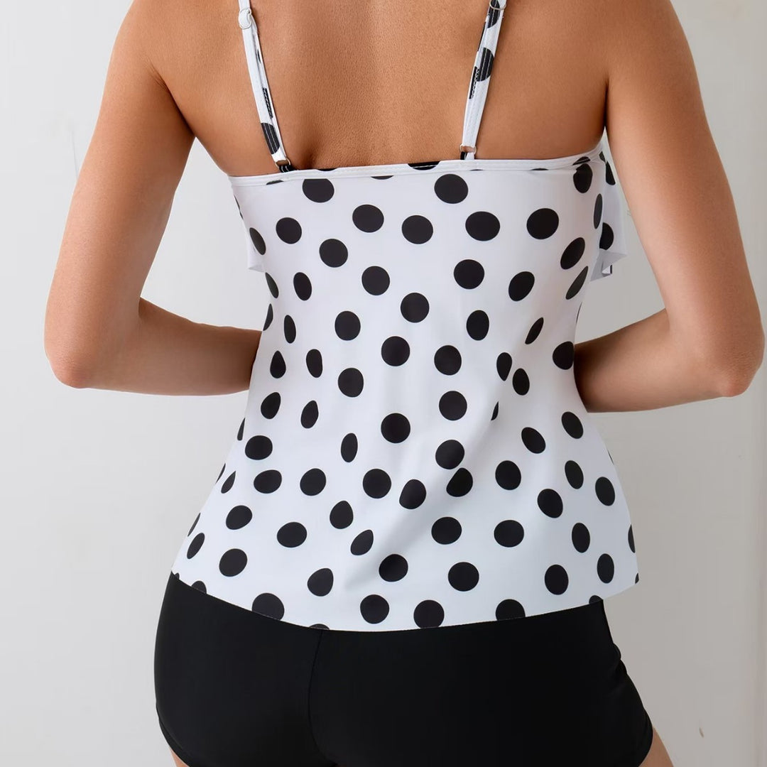 Damen Tankini-Set mit schickem Polka-Dot-Oberteil und bequemen Shorts Echo Archiv