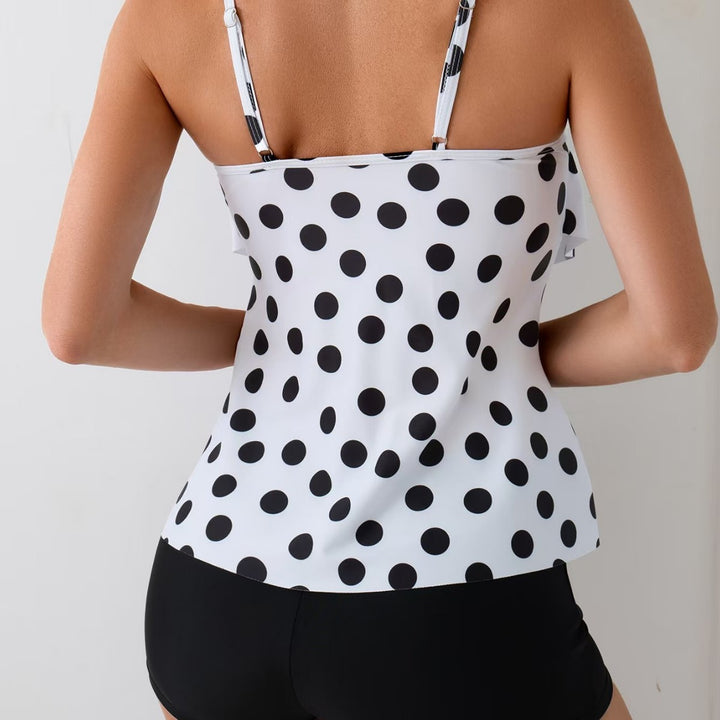 Damen Tankini-Set mit schickem Polka-Dot-Oberteil und bequemen Shorts Echo Archiv
