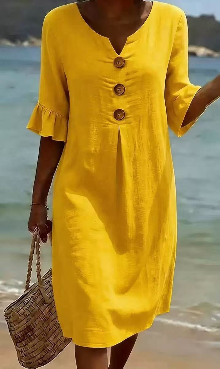Damen Leichtes Sommerkleid mit Knopfdetails Echo Archiv
