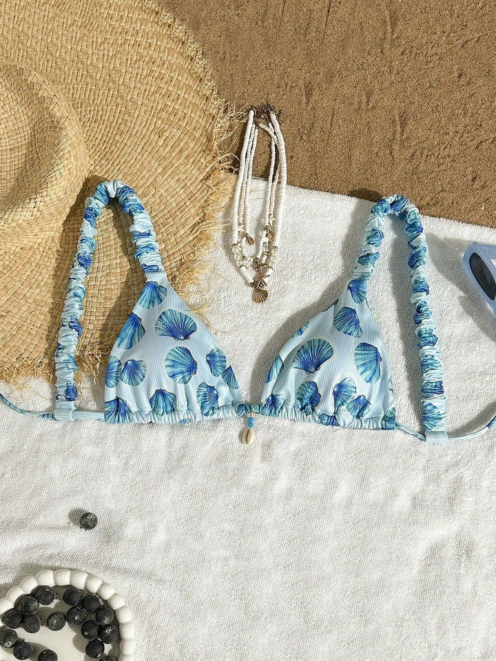 Damen Triangel-Bikini mit fröhlichem Blattmuster Echo Archiv